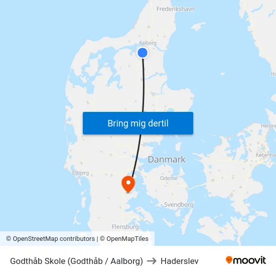 Godthåb Skole (Godthåb / Aalborg) to Haderslev map