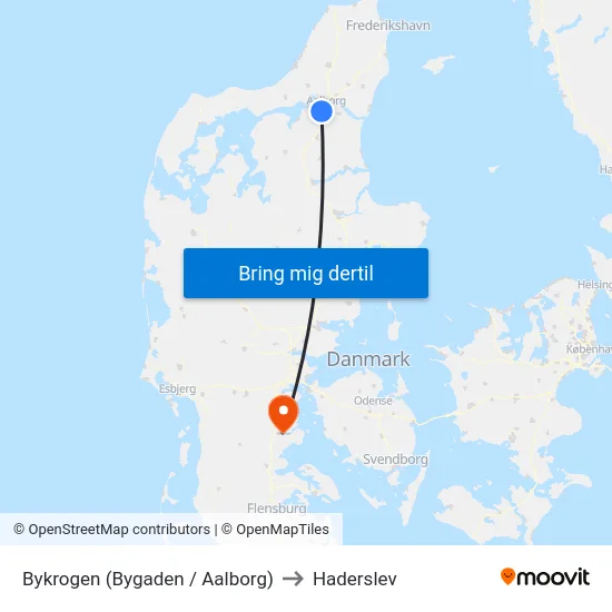 Bykrogen (Bygaden / Aalborg) to Haderslev map