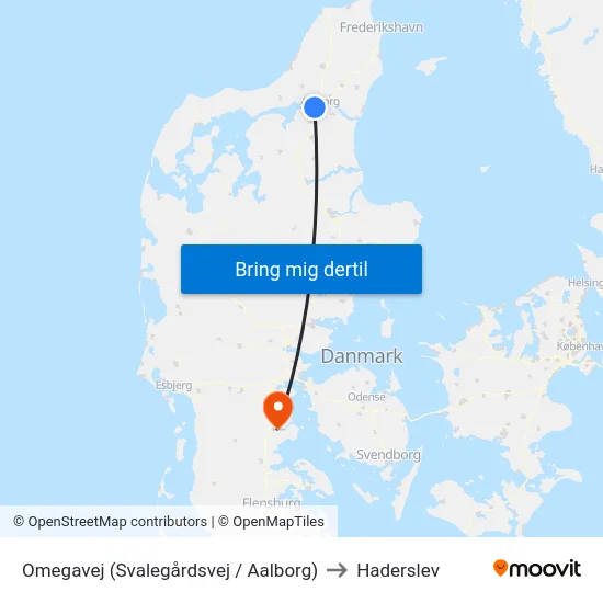 Omegavej (Svalegårdsvej / Aalborg) to Haderslev map
