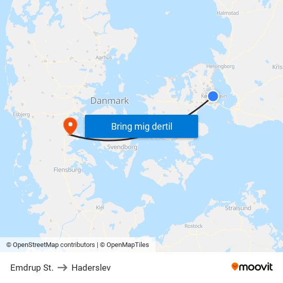 Emdrup St. to Haderslev map