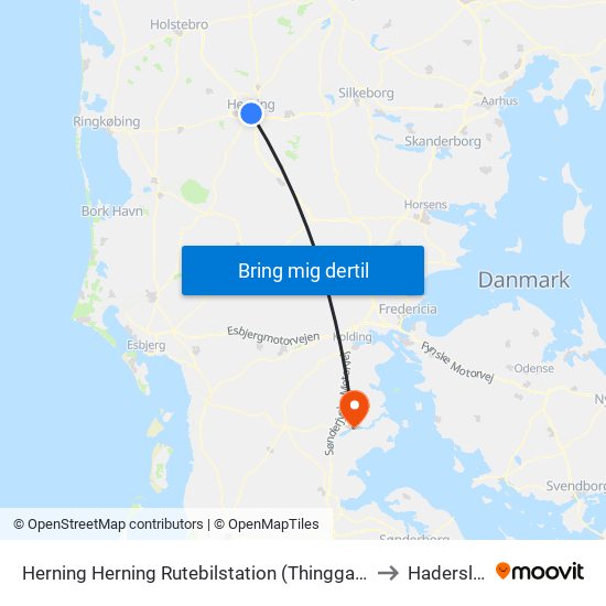 Herning Herning Rutebilstation (Thinggaard) to Haderslev map