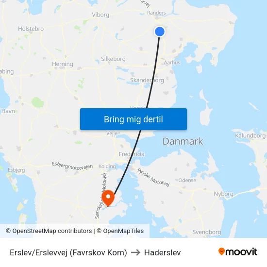 Erslev/Erslevvej (Favrskov Kom) to Haderslev map