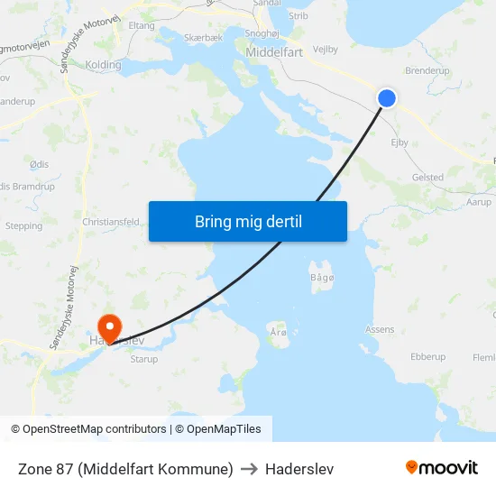 Zone 87 (Middelfart Kommune) to Haderslev map
