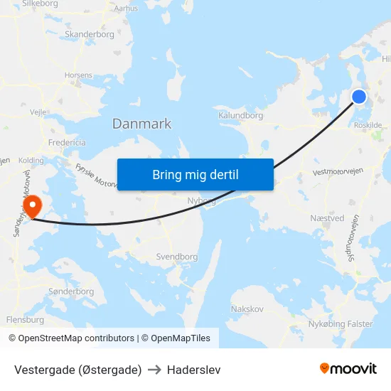 Vestergade (Østergade) to Haderslev map