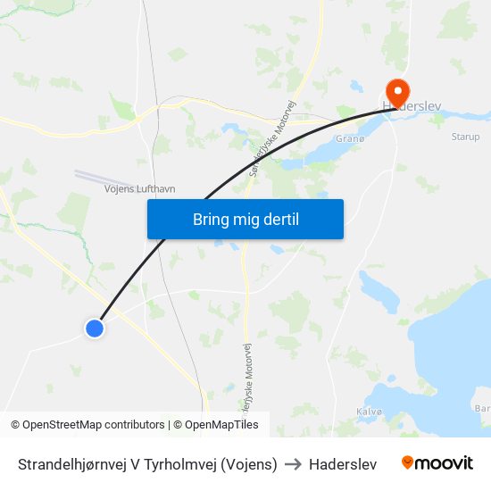 Strandelhjørnvej V Tyrholmvej (Vojens) to Haderslev map