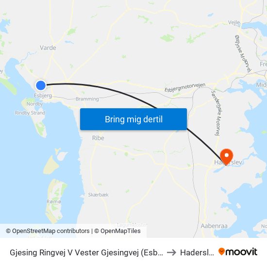 Gjesing Ringvej V Vester Gjesingvej (Esbjerg) to Haderslev map