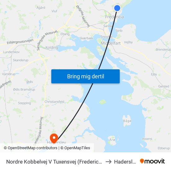 Nordre Kobbelvej V Tuxensvej (Fredericia) to Haderslev map