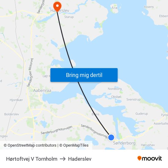 Hørtoftvej V Tornholm to Haderslev map