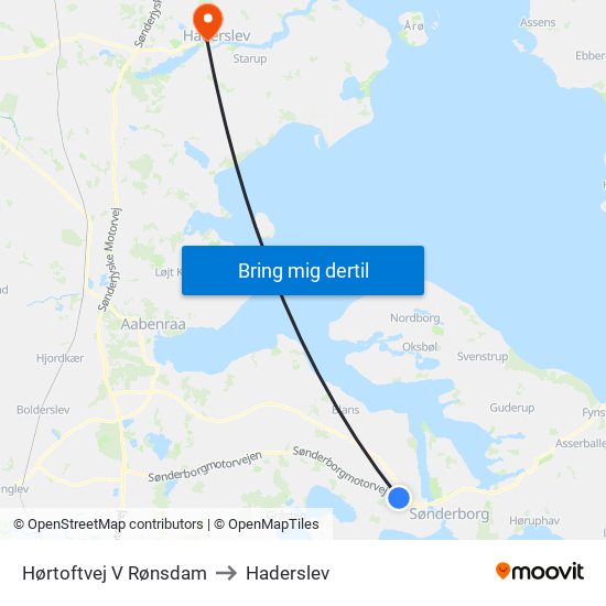 Hørtoftvej V Rønsdam to Haderslev map