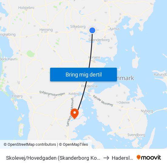 Skolevej/Hovedgaden (Skanderborg Kom) to Haderslev map