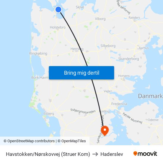 Havstokken/Nørskovvej (Struer Kom) to Haderslev map