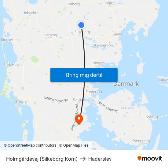 Holmgårdevej (Silkeborg Kom) to Haderslev map