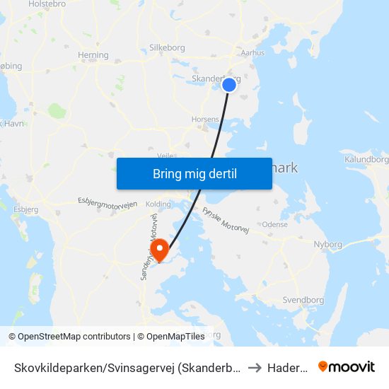 Skovkildeparken/Svinsagervej (Skanderborg Kom) to Haderslev map