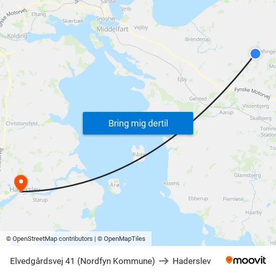 Elvedgårdsvej 41 (Nordfyn Kommune) to Haderslev map