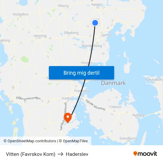 Vitten (Favrskov Kom) to Haderslev map