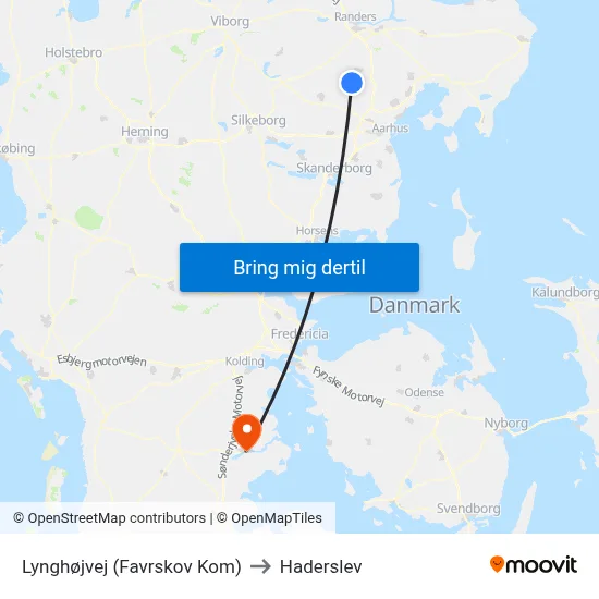 Lynghøjvej (Favrskov Kom) to Haderslev map