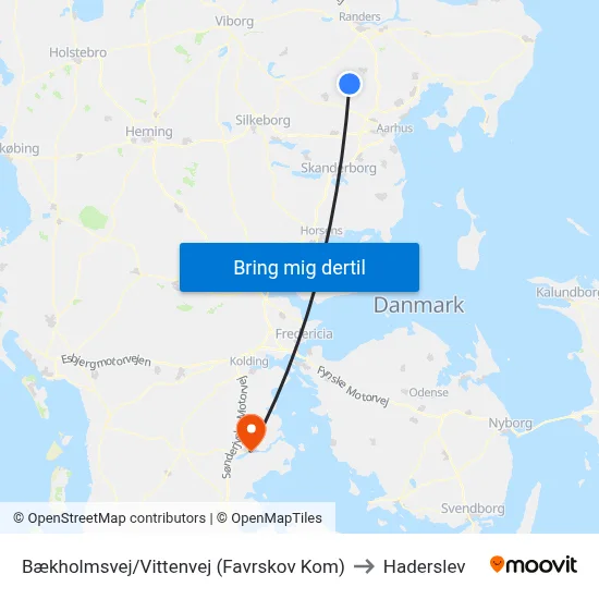 Bækholmsvej/Vittenvej (Favrskov Kom) to Haderslev map