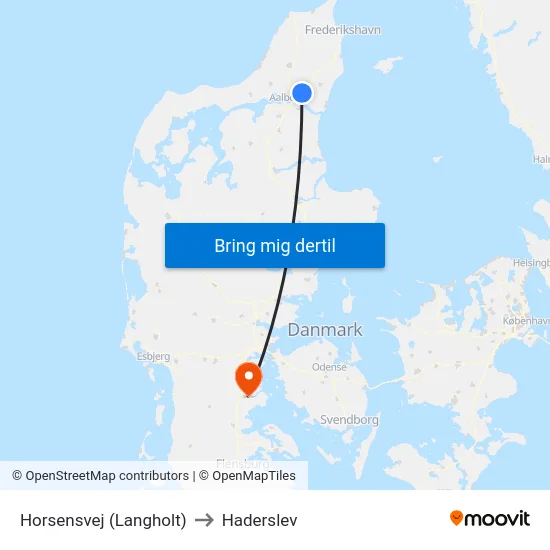 Horsensvej (Langholt) to Haderslev map