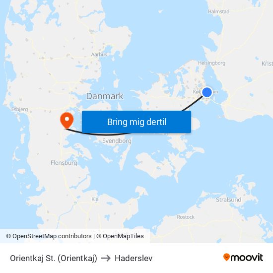 Orientkaj St. (Orientkaj) to Haderslev map