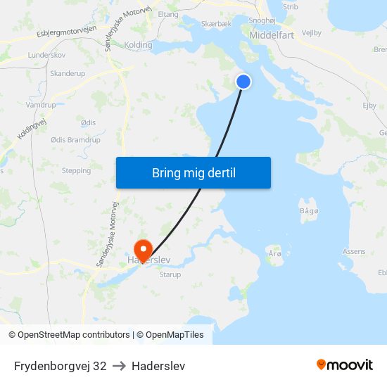 Frydenborgvej 32 to Haderslev map