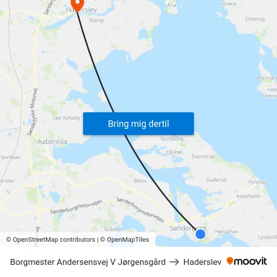 Borgmester Andersensvej V Jørgensgård to Haderslev map