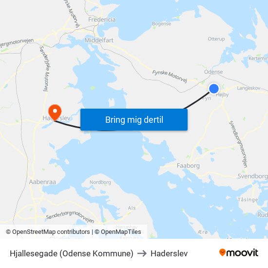 Hjallesegade (Odense Kommune) to Haderslev map