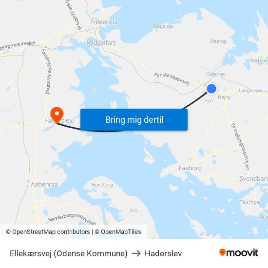 Ellekærsvej (Odense Kommune) to Haderslev map