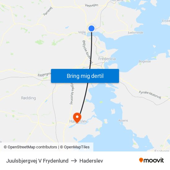 Juulsbjergvej V Frydenlund to Haderslev map