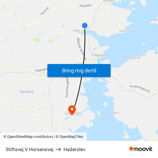 Stiftsvej V Horsensvej to Haderslev map