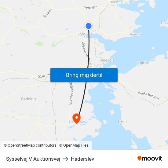 Sysselvej V Auktionsvej to Haderslev map