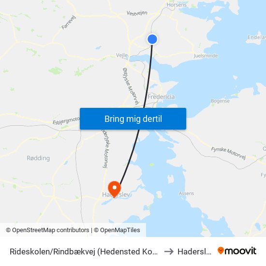 Rideskolen/Rindbækvej (Hedensted Kom) to Haderslev map