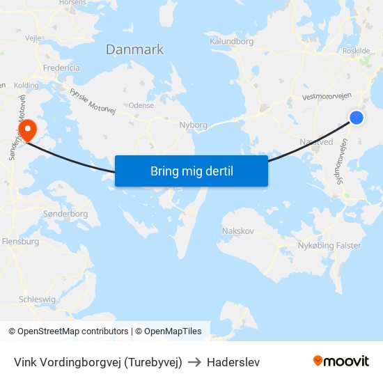 Vink Vordingborgvej (Turebyvej) to Haderslev map