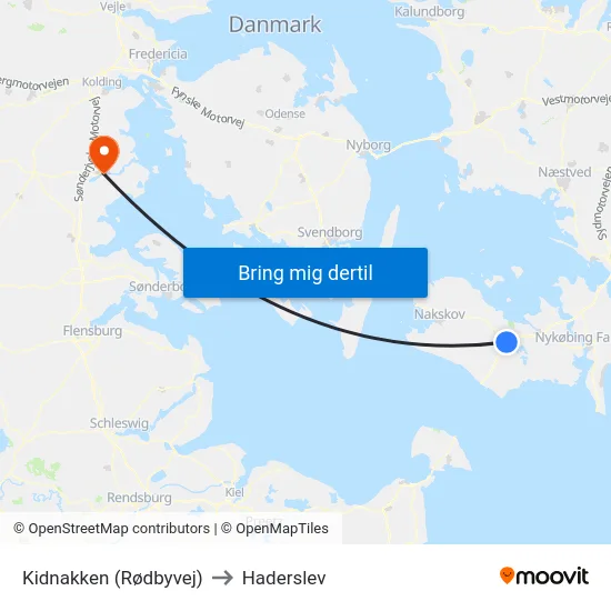Kidnakken (Rødbyvej) to Haderslev map