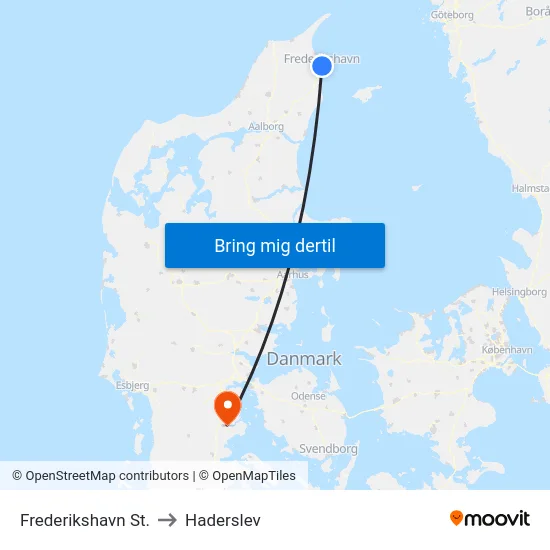 Frederikshavn St. to Haderslev map