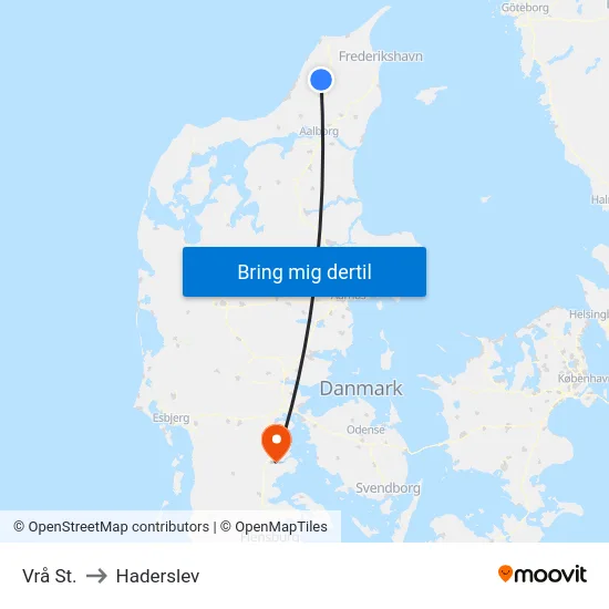 Vrå St. to Haderslev map