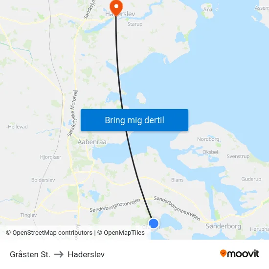 Gråsten St. to Haderslev map