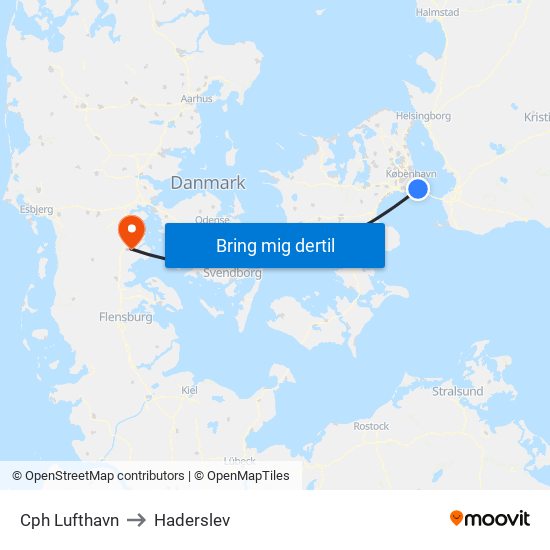 Cph Lufthavn to Haderslev map