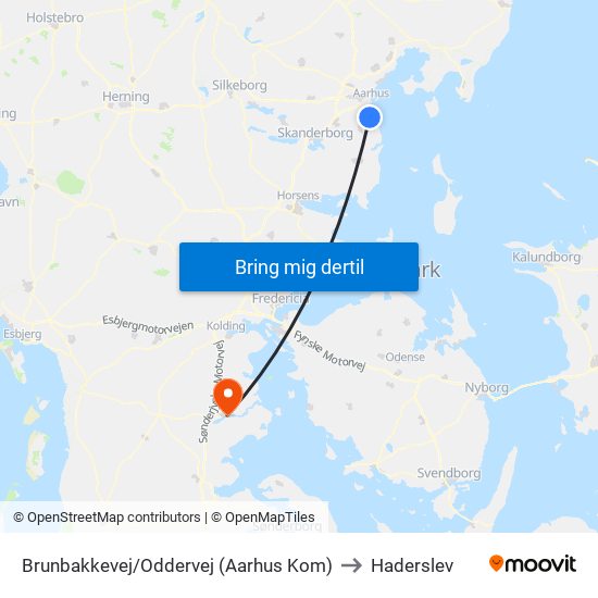 Brunbakkevej/Oddervej (Aarhus Kom) to Haderslev map