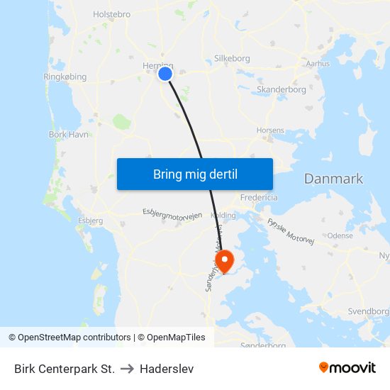 Birk Centerpark St. to Haderslev map