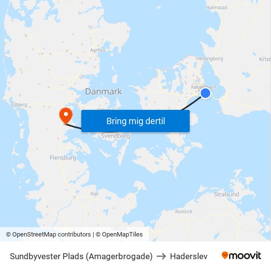 Sundbyvester Plads (Amagerbrogade) to Haderslev map