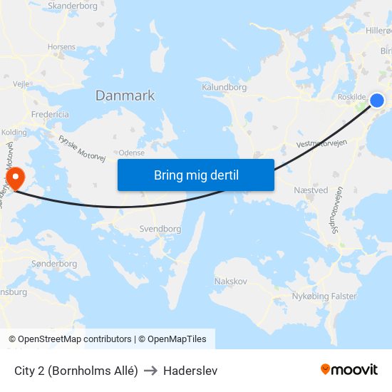 City 2 (Bornholms Allé) to Haderslev map