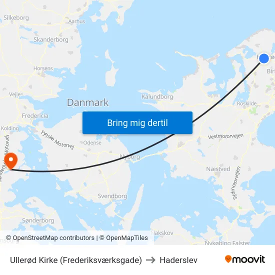 Ullerød Kirke (Frederiksværksgade) to Haderslev map