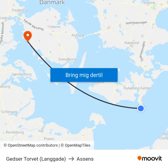 Gedser Torvet (Langgade) to Assens map