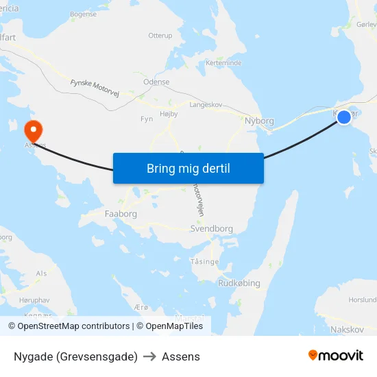 Nygade (Grevsensgade) to Assens map