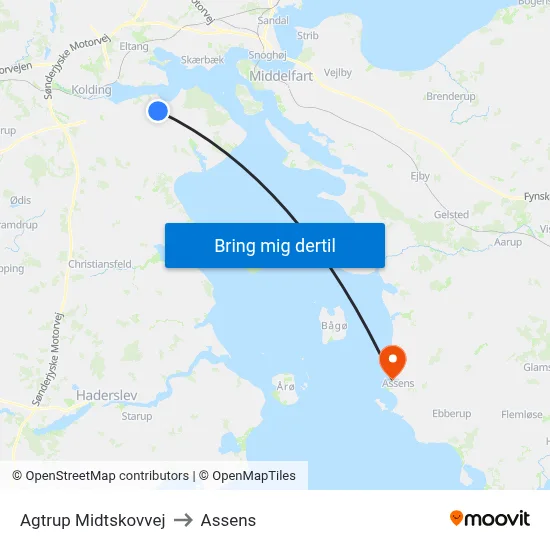 Agtrup Midtskovvej to Assens map