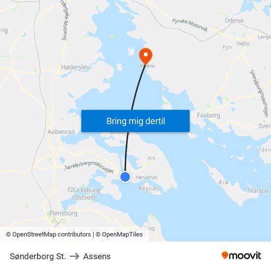 Sønderborg St. to Assens map