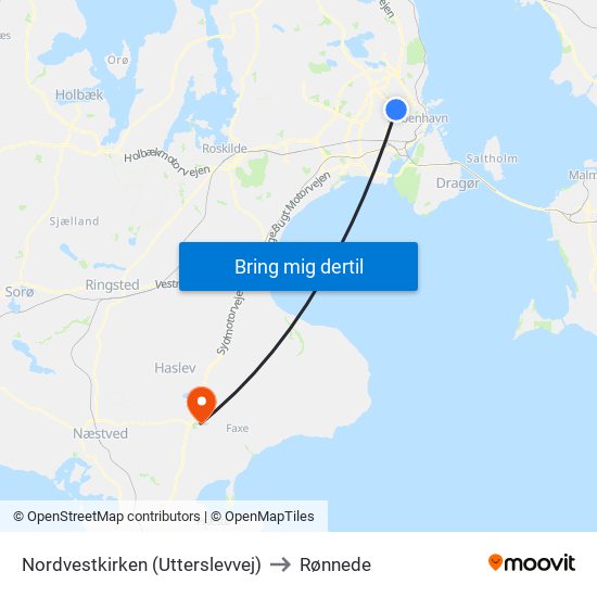 Nordvestkirken (Utterslevvej) to Rønnede map