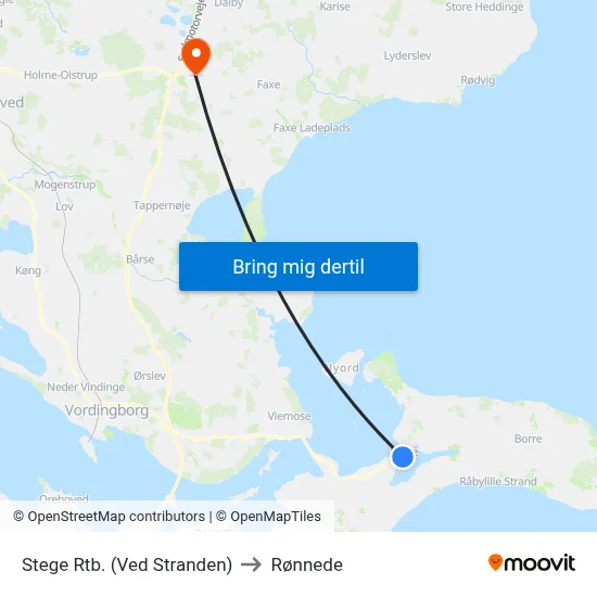 Stege Rtb. (Ved Stranden) to Rønnede map