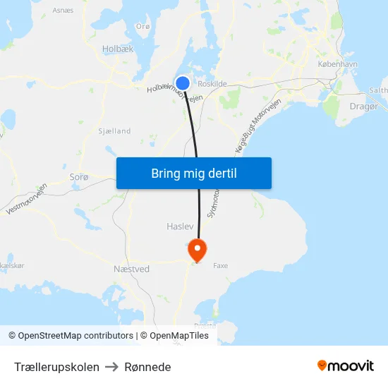 Trællerupskolen to Rønnede map