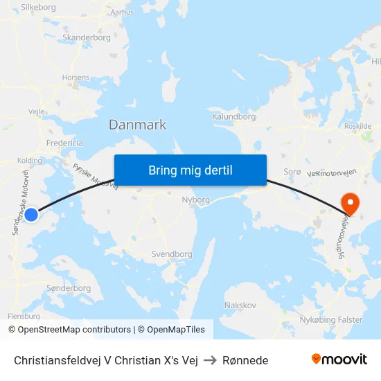 Christiansfeldvej V Christian X's Vej to Rønnede map